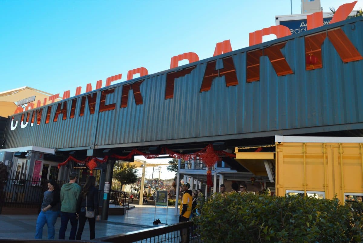 Downtown Container Park is made from shipping containers, including their sign