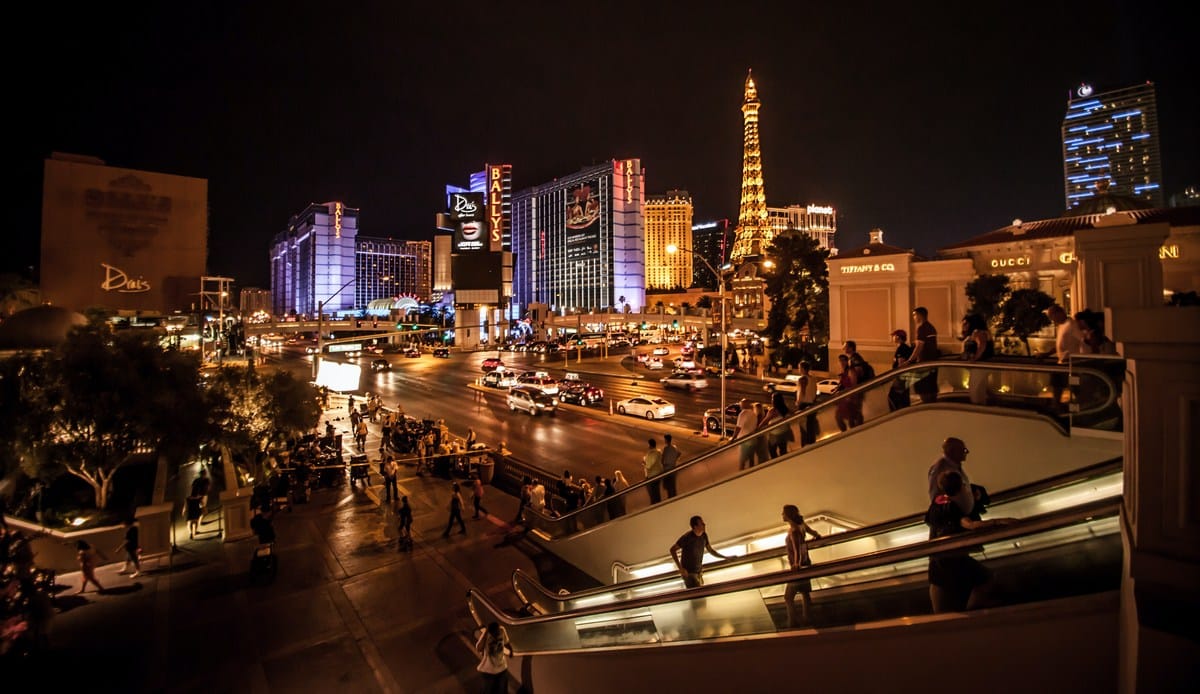 People Walking on The Las Vegas Strip by Night